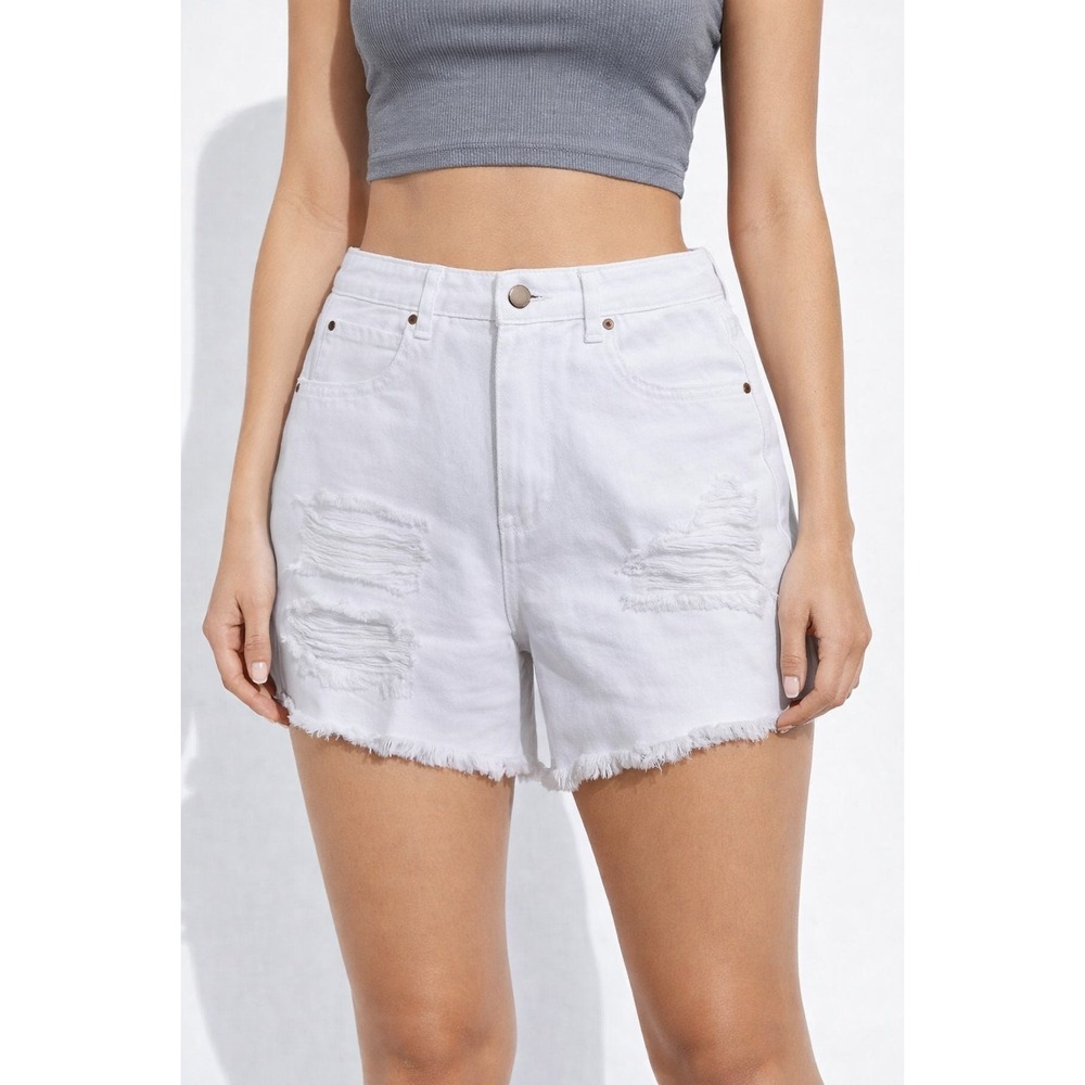 NWT Billabong How Bout That White Distressed Hi-Rise Cut-Off Shorts size 28